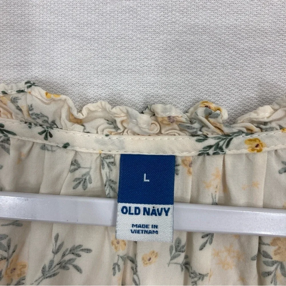 Old Navy Ditsy Floral V Neck‎ Ultra Soft Rayon Puff Sleeve Pullover Top Large